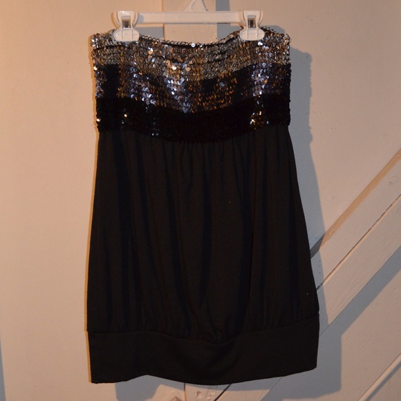 Sequin and Black Sparkle Mini Dress - Picture 1 of 3